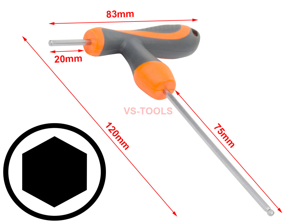 2.5mm THandle Hexagon Torque 6 Point Hex Key CRV Screwdriver